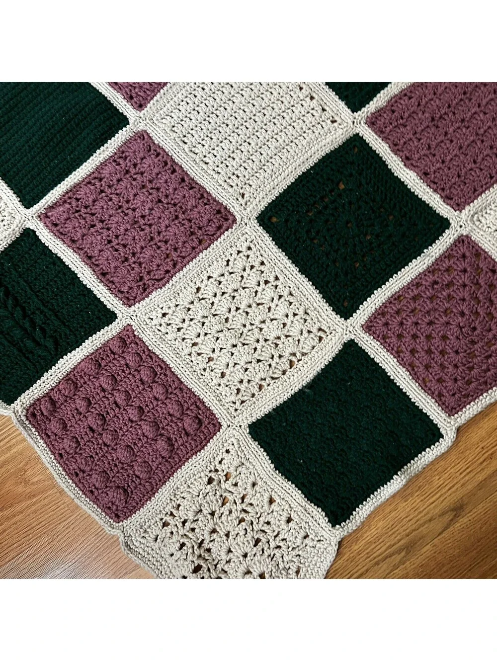 VTG Handmade Crochet Afghan Blanket 72x57